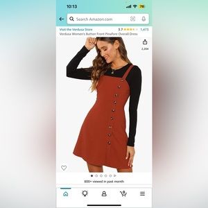 Verdusa Women's Button Front Pinafore Overall Dress